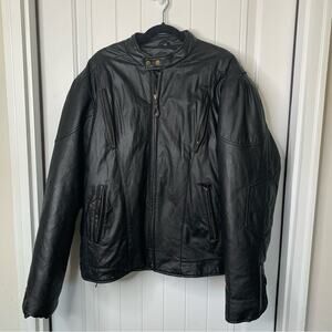 Dream‎ Apparel black leather moto jacket size 50 racer side lace 2XL XXL